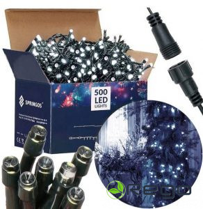 Ziemassvētku lampiņass Springos CL0520 500 LED auksti baltas
