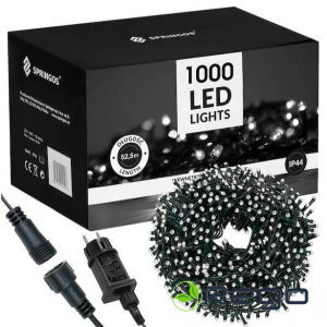 Ziemassvētku lampiņas Springos CL1000 Led 50m auksti baltas