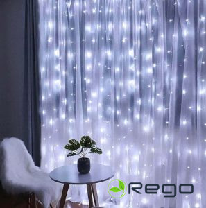 Lampiņu aizkars Springos CL4021 200LED, auksti balts, 2x2m