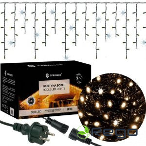 Ziemassvētku aizskaru lāstekas 14,5m 3000K + zibspuldze 6400K, 300LED