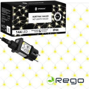 Ziemassvētku lampiņas Springos CL4110 144LED 2x2m, siets, silti balts