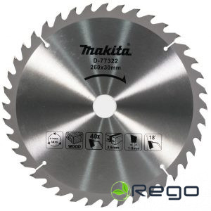 Makita Zāģripa kokam 260X2.6X30mm 18° T40, Standard kokam T.C.T. (D-77322)