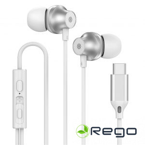 Forever EP-02 universālās austiņas ar mikrofonu 1.2m USB-C baltas