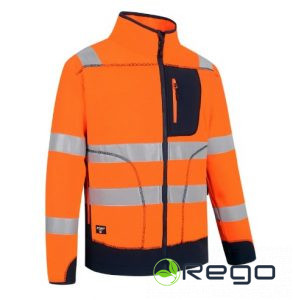 Pesso Augstas redzamības flīsa jaka FL02, oranža/tumši zila, M (FL02O-M)