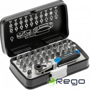 Hogert HT1R460 Galviņu kompl. 33 gab.1/4” SL,PH,PZ,HEX,Torx