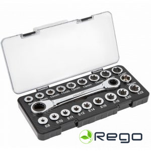 Hogert HT1R492 Kombinetā atslēga ar tirkšķi un uzgaļi 20gb.