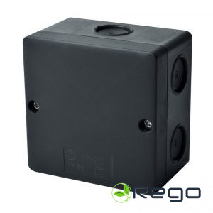 Nozarkārba v/a 81x81x54mm melna ar vāku UV IP66 KSK 80 FA