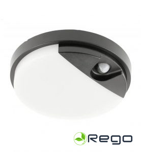 GTV LED gaismeklis TULON ar kustības sensoru, 15 W, 1350 lm, 4000K, AC220-240V, IP54, apaļš, melns