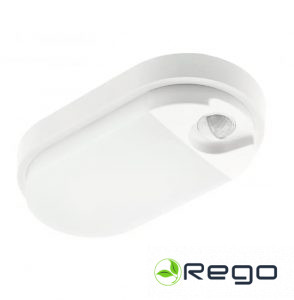 GTV LED gaismeklis TULON ar kustības sensoru, 15 W, 1350 lm, 4000K, AC220-240V, IP54, ovāls, balts