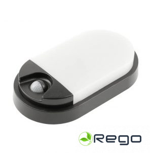 GTV LED gaismeklis TULON ar kustības sensoru, 15 W, 1350 lm, 4000K, AC220-240V, IP54, ovāls, melns