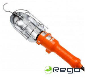 GTV pārnēsājams gaismeklis E27 spuldzēm, maks. 60 W, IP20, 5 m kabelis, oranžs