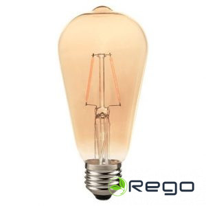LED Spuldze Filament E27 2W(210Lm), ST64, Silti balta gaisma 2700K