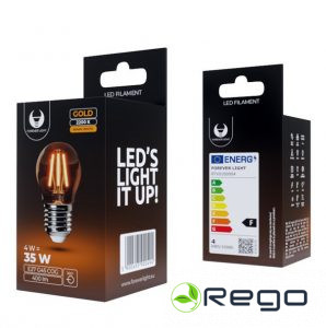 LED spuldze Forever E27 G45 4W COG zelta silti balta (2200K)