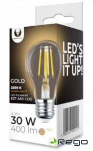 Led spuldze E27 4W(400Lm) LED Filament 2700K