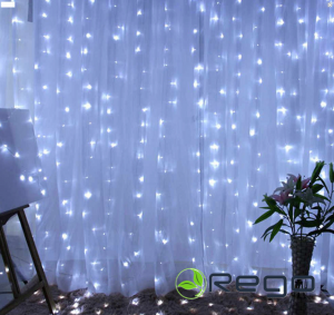 MOON dekoratīvs gaismas aizkars, 300LED, 3x3m, 8 funkcijas, aukstā gaisma