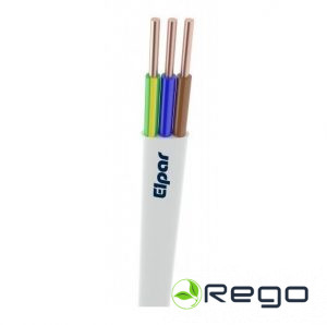 Kabelis YDYp 3x2.5mm. Balts, monolīts, plakans (100m)