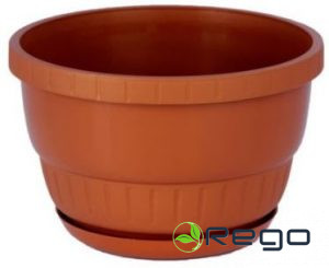 Puķu pods ar paliktni 170mm Europa terakota