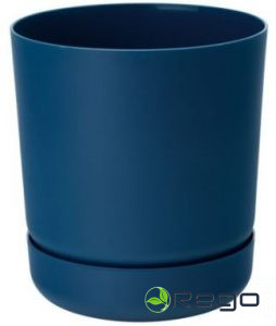 Puķu pods ar paliktni Satina 17cm, zils