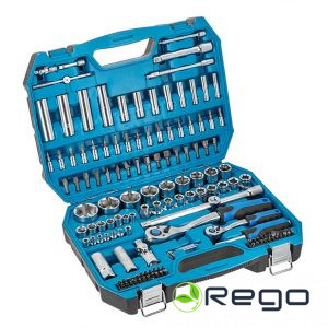 Hogert HT1R440 Muciņu un uzgaļu komplekts, ar sprūdatslēgu 144 gab