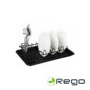 Trauku turētājs - metāla melns vadu trauku žāvētājs, 38 x 24 x 9,5 cm.