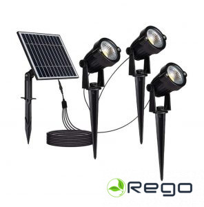 V-TAC VT-11032 dārza LED prožektori un saules panelis melnā krāsā 3000K