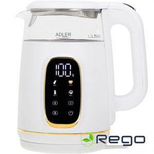 Adler Elektriskā tējkanna ar temperatūras kontroli  AD 1305WG, 1.7L 2200W, balta