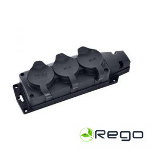 Rozešu bloks, Horoz, 3-viet., a/z, IP44, melns (0027116)