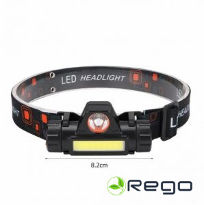 LED galvas lukturis iebūvēts akumulators, uzlādes tips USB, maināms stara leņķis