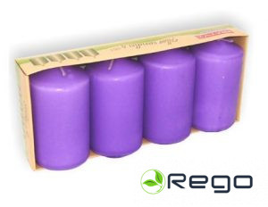 Sveces 4gb. D 5x9cm violetas