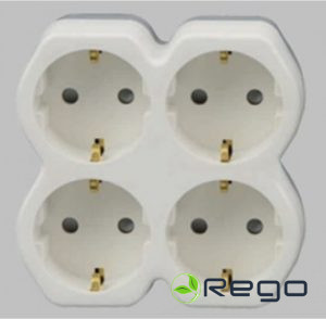 4 viet.adapteris ar bērnu aizsargu 16A 250V