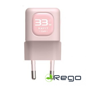Havit UC230 Tīkla lādētājs ar Type-C un USB-A ligzdām 33W/rozā
