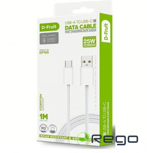 D-Fruit USB-A to USB-C, 1m, Ātrās uzlādes kabelis DF105
