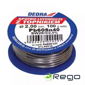 Dedra 31L42010 Lodalva ar kusni, 40 % SN, Pb60Sn40, 2,0 MM, 100 G