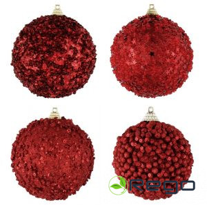 Winteria eglītes rotājums sarkans glitter 8cm mix