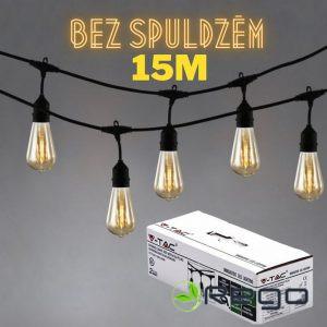 V-tac LED Virtene uz E27 cokolu ar EU dakšu, 15metri (3673)