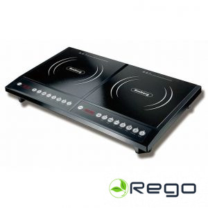Rosberg Dubultā indukcijas plīts, 2000W+2000W, kristāla plāksnes, melna, R51445JD