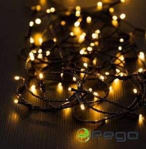 Finnlumor lampiņas 3000LED silti baltas, melns vads, 150m