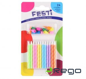 Festi svētku svecītes 24gab krāsainas