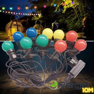 V-tac 10W (600Lm) LED virtene 10 m, 20 spuldzes, IP44, RGB krāsain 7438