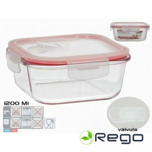 Kitchen&Go Kvadrātveida pusdienu kārba 1200 ml, 7,5 x 18 x 18 cm