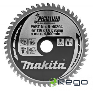 Makita T.C.T. Zāģripa SPECIALIZED 136X1.6X20mm 0° T50 (B-40294)