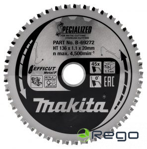 Makita Zāģripa EFFICUT METAL 136X1.1X20mm 0° T45 T.C.T. (B-69272)