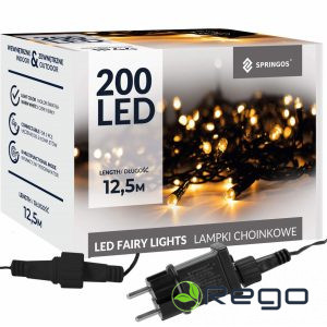 Springos Ziemassvētku lampiņas CL4075 200LED, silti baltas, 12,5m