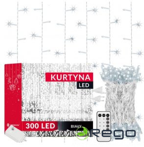 Springos Ziemassvētku LED lampiņu aizkars CL4104 300LED, auksti baltas, 3x3m