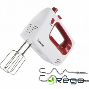 Daewoo Rokas mikseris DHM 122R, 5 ātrumi, Turbo funkcija, jauda 300W, balts/sarkans