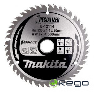 Makita Zāģripa kokam 136X1.4X20mm 23° T45 EFFICUT T.C.T. (E-12114)