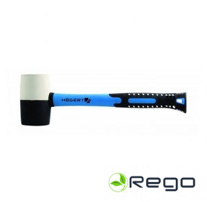 Hogert HT3B052 Gumijas āmurs (melnbalts) ar stiklšķiedras rokturi, 680 g