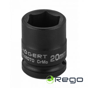 Hogert HT4R070 Īsā triecienuzmava 1/2" 20mm, Cr-Mo tērauds