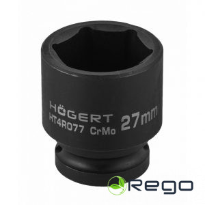 Hogert HT4R077 Īsais triecienuzgalis 1/2" 27mm, Cr-Mo tērauds