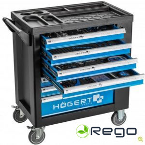 Hogert HT7G050 Instrumentu skapis ar 7 atvilktnēm, sānu durvīm un piederumiem, 544 gab.